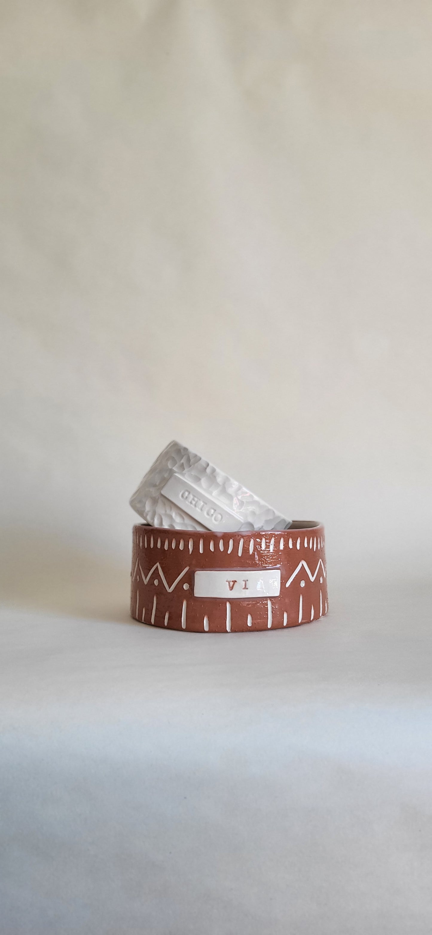 Ethnic Ceramic Dog Bowl